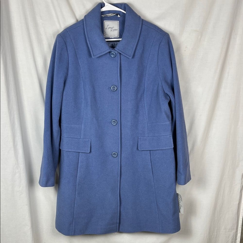 NWT Larry Levine Wool Blend Colony Blue Pea Coat